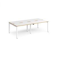 Adapt double back to back desks 2400mm x 1200mm - white frame and white top with