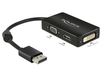 Adapter Displayport 1.1 Stecker an VGA / HDMI / DVI Buchse Passiv schwarz, Delock® [62656]