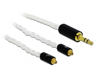 Audio Kabel 3,5 mm 3 Pin Klinkenstecker an 2 x MMCX Stecker, weiß, 1,20 m, Delock® [85845]