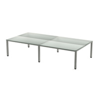 Rocada mesa de oficina cuádruple ( 4 puestos) serie executive 163x320 aluminio / cristal