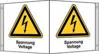 Winkelschild - Warnung vor elektrischer Spannung, Spannung Voltage, 20 x 20 cm