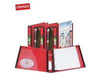 Staples BETTER™ Presentatieringband, A4, PP, Ringcapaciteit 25 mm, 4 rings, Rood