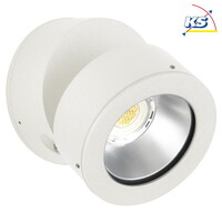 LED Außenwand-Strahler Typ Nr. 2389, IP54, 12W 3000K 1200lm 30°, dreh- und schwenkbar, dimmbar, Alu-Guss / Glas, Weiß matt