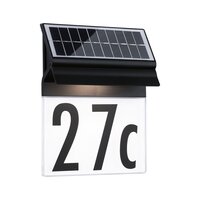 LED Solar Hausnummernleuchte IP44, 3000K, 14lm, schwarz
