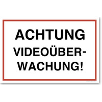 Achtung Videoüberwachung, Videoüberwachung Schild, 60 x 40 cm, aus Alu-Verbund, mit UV-Schutz