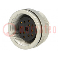 Connector: M16; contact; vrouwelijk; solderen; PIN: 12; 3A; 60V; IP68