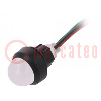 Controlelampje: LED; bol; rood/groen; 230VAC; Ø13mm; draden 300mm