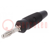 Plug; 4mm banana; 32A; 60VDC; black; non-insulated; for cable; 3mΩ