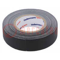 Tape: textile; W: 19mm; L: 10m; Thk: 0.31mm; black; 64N/cm; 10%; rubber