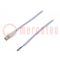 Csatlakozó kábel; M8; PIN: 4; egyenes; 3m; dugó; 30VAC; -25÷80°C; PVC