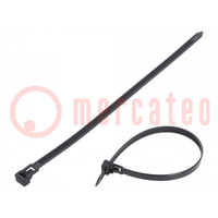 Cable tie; multi use; L: 250mm; W: 7.6mm; polyamide; 222N; black