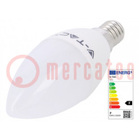 LED lamp; warm white; E14; 220/240VAC; 600lm; P: 7W; 200°; 3000K