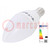 Lampe LED; blanc ambiant; E14; 220/240VAC; 600lm; P: 7W; 200°; 3000K