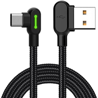 MCDODO - CABLE USB A USB TIPO C ACODADO 90°, INDICADOR LED, 1,8 M, NEGRO