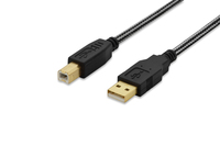 Ednet USB 2.0 Anschlusskabel, Typ A - B St/St, 3.0m, USB 2.0 konform, cotton, gold, sw