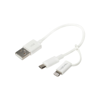 LogiLink 0.15m, USB-A/Micro USB-B+Lightning USB cable USB A Micro-USB B/Lightning White