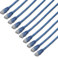 StarTech.com 1 ft. CAT6 Ethernet cable - 10 Pack - ETL Verified - Blue CAT6 Patch Cord - Molded RJ45 Connectors - 24 AWG Copper Wire – UTP Cable