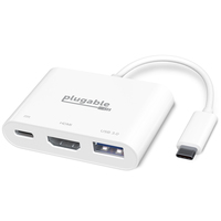 Plugable Technologies USB C to HDMI Multiport Adapter, 3-in-1 USB C Hub with 4K HDMI Output