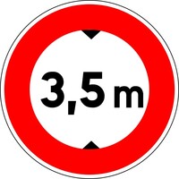 Accès interdit aux véhicules de plus de 3,5 m - autocollant - Diamètre de 200 mm