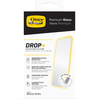 OtterBox Premium Glass Displayschutz für iPhone 16 Pro, gehärtetes Glas, hervorragender Kratzschutz, übersteht Stürze bis zu 0,9m