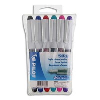 PILOT Pochette de 6 stylos à plume jetables 6 couleurs d'encre V-PEN