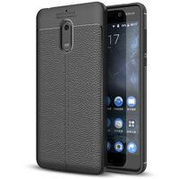 NALIA Leather Look Case compatible with Nokia 6, Silicone Ultra-Thin Protective Phone Cover Rubber-Case Premium Gel Soft Skin, Shockproof Slim Back Bumper Protector Smartphone B...