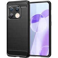 NALIA Design Cover compatible with OnePlus 10 Pro Case, Carbon Look Stylish Brushed Matte Finish Phonecase, Slim Protective Silicone Rugged Bumper Anti-Slip Coverage Shockproof ...
