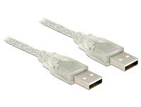 Anschlusskabel USB 2.0 A Stecker an USB 2.0 A Stecker, transparent, 2m, Delock® [83889]