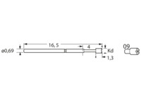 Standard-Prüfstift mit Tastkopf, Innensechskant, Ø 0.69 mm, Hub 2.54 mm, RM 1.27