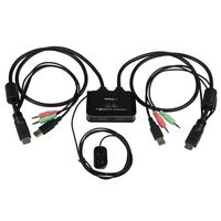 2 PORT HDMI CABLE KVM SWITCH 2 Port USB HDMI Cable KVM Switch with Audio and Remote Switch - USB Powered, 1920 x 1200 pixels, Black