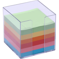 Zettelbox 9,5x9,5x9,5mm 700 Blatt farbiges Papier glasklar