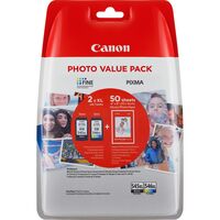 Canon PG545XL Noir + CL546XL Couleur Pack de 2 Cartouches d'encre ORIGINALEES - 50 Feuilles de Papier Photo - 8286B006