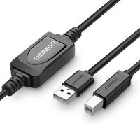 UGREEN US122 aktív USB 2.0 AB kábel nyomtatóhoz, 15 m (fekete (10362)