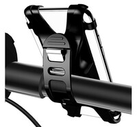 USAMS kerékpáros telefontartó (kormányra rögzíthető, szilikon, univerzális, 4-6") FEKETE (ZJ053)