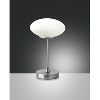 Fabas Luce JAP LED Tischleuchte, 5W, Metall nickel satiniert und Glas weiß