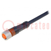 Connector: M8; 5m; female; PIN: 3; straight; plug; PUR