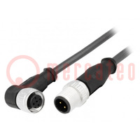 Kabel: voor sensoren/ automaten; PIN: 4; M12-M12; 1m; stekker