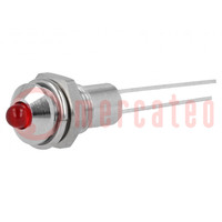 Kontrolka: LED; wypukła; czerwony; Ø6,2mm; IP40; do druku; mosiądz