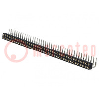 Socket; pin strips; female; PIN: 80; turned contacts; angled 90°