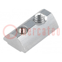 Nut; for profiles; Width of the groove: 8mm; steel; zinc; T-slot