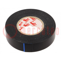 Tape: electro-isolatie; W: 19mm; L: 33m; Thk: 0,13mm; zwart; rubber