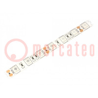 LED-Band; rot; 5050; 12V; LED/m: 60; 10mm; weiße PCB; IP65; 14,4W/m