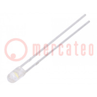 LED; 3mm; bianco freddo; 5000÷8500mcd; 30°; Frontale: convesso