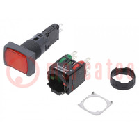 Switch: push-button; 16mm; Stabl.pos: 2; NC + NO; red; LED; 12÷24VDC