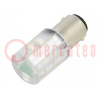 LED lamp; green; BA15D,T20; 230VDC; 230VAC; -20÷60°C; Mat: plastic