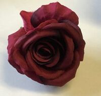 Artificial Silk Single Rose Flower Wall Heads x 100pcs - 7cm, Burgundy