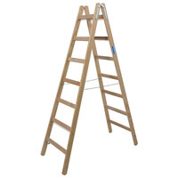 Sprossen-DoppelLeiter, (Holz), Arbeitshöhe 3,31 m,Standhöhe 2 m, Leiternlänge 2,08 m, Gewicht 12 kg
