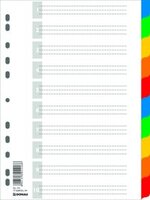 Przekładki plastikowe z kolorowymi indeksami Donau, A4, 10 kart+1 kart, mix kolorów