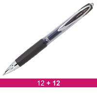 Pack 12 + 12 balpennen Signo RT 207 Uni-Ball zwart
