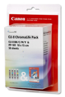 Canon Ink Tank CLI-8/ Paper GP-501 Kit inktcartridge Origineel Cyaan, Magenta, Geel